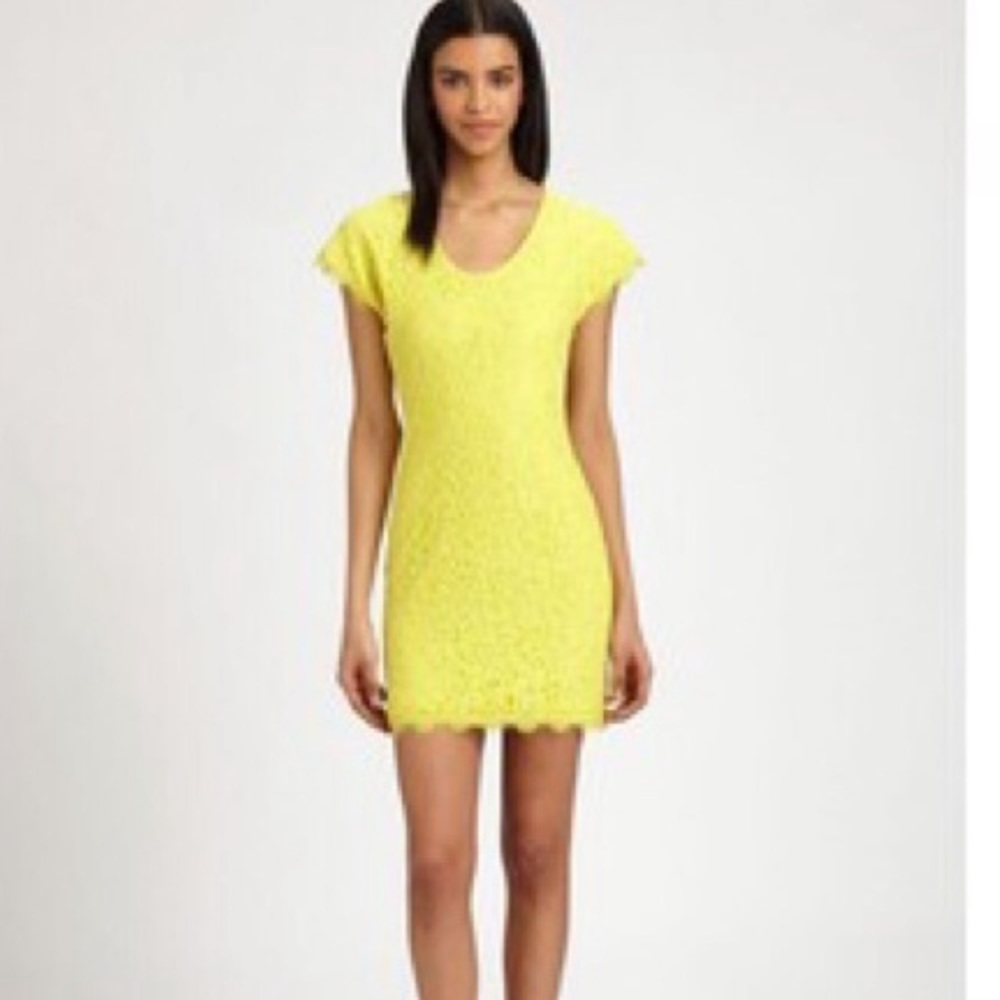 DVF lemoncello lace yellow dress new wedding party cocktail date Sz 6